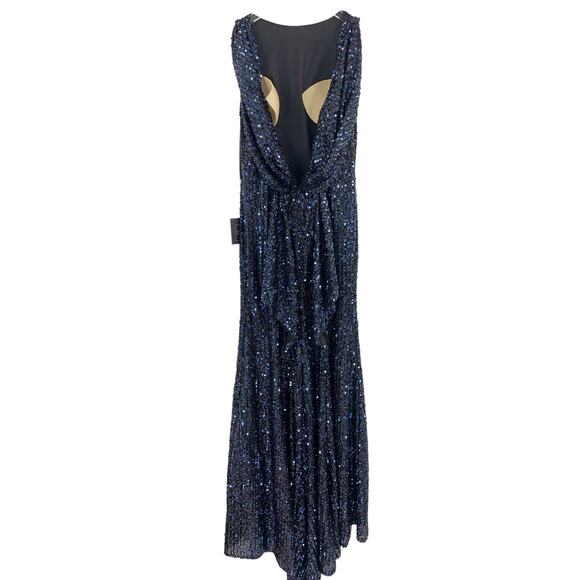 MAC DUGGAL Dress Size 2 Evening Gown Sequin Navy Blue Cowl Back NEW - Picture 6 of 8